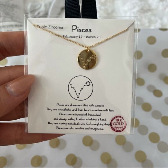PISCES gold dipped cubic zirconia necklace - Picture 2 of 3